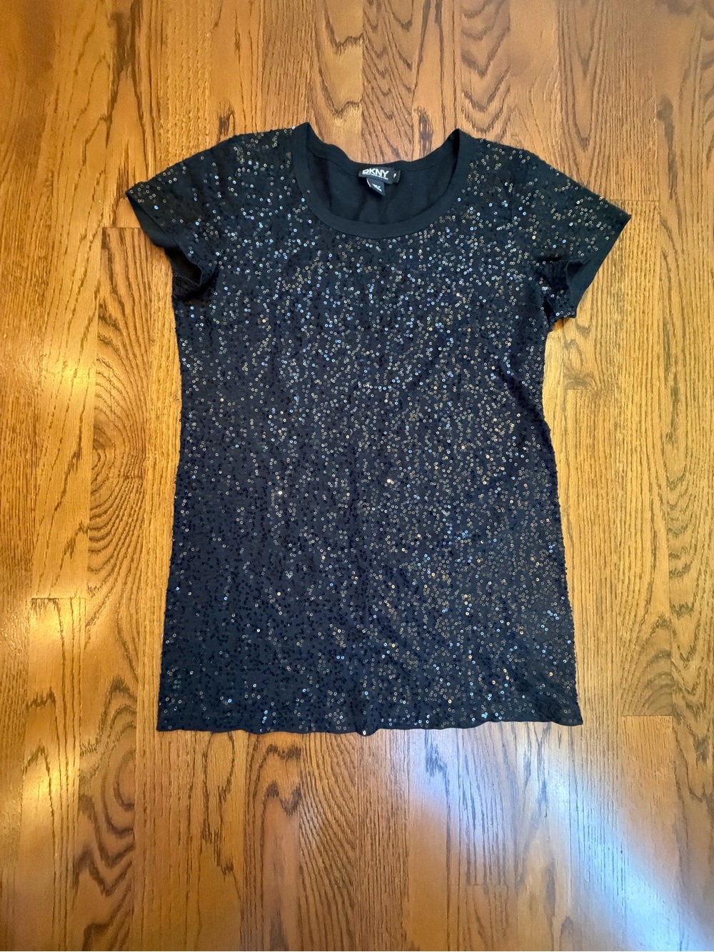 DKNY Black Sequin Short Sleeve Tee